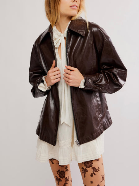 Sloane Vegan Jacket in Chocolate