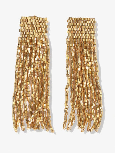Marilyn Beaded Fringe Earrings in Gold