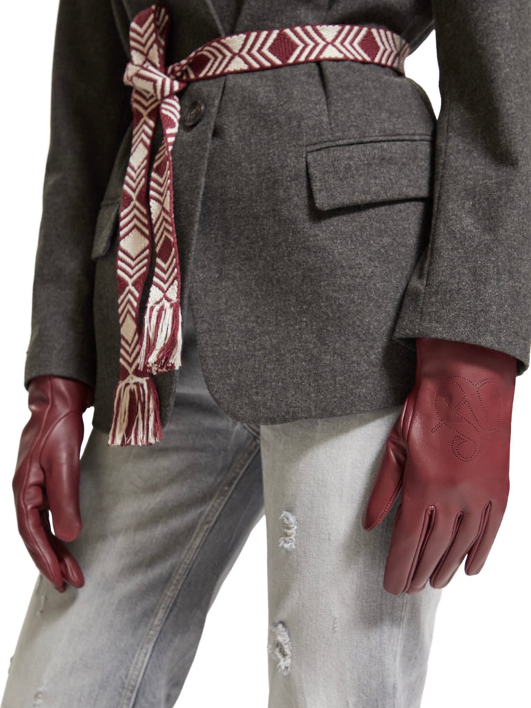 Perforated Logo Gloves in Bordeaux