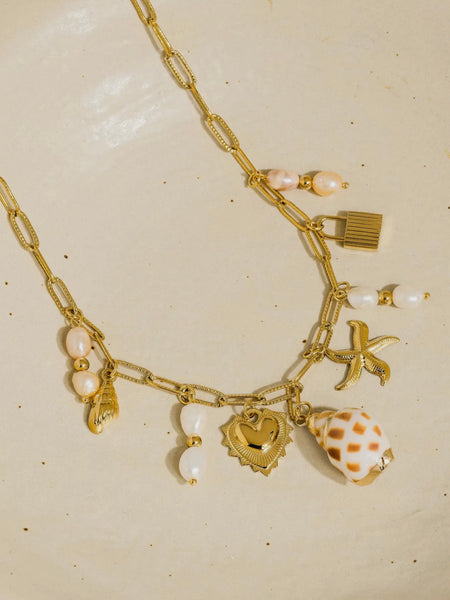 Ophelie Shell & Pearl Charm Necklace