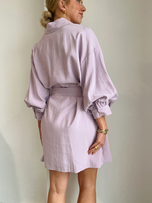 Ruched Just Right Mini Dress in Lilac