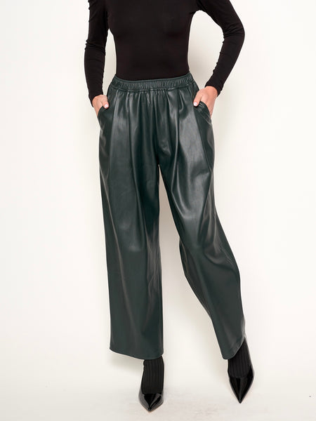 Bryan Faux Leather Pant in Emerald