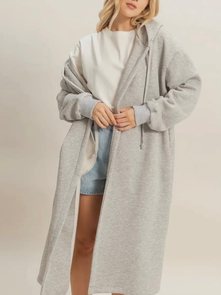 Find Your Fleece Maxi Hoodie in Heather Grey