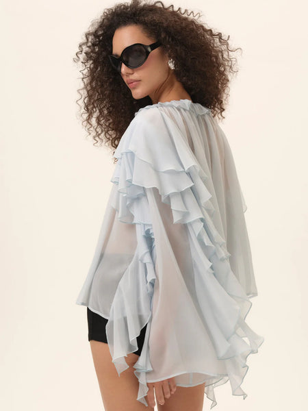 Lila Bow Blouse in Blue