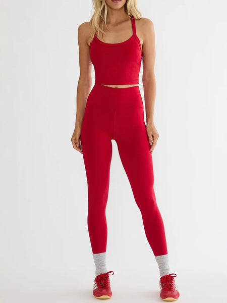 Tayler 7/8 Legging in Crimson Glitz