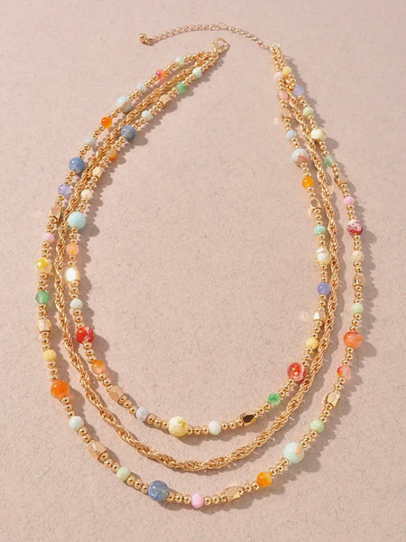 Lucy Layered Necklace in Rainbow