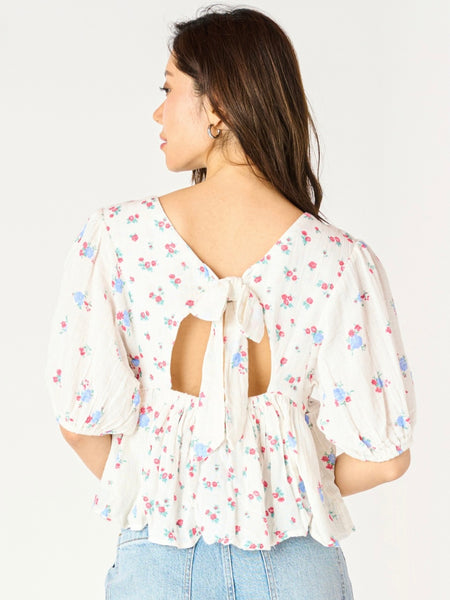 Don't Be Ditsy Floral Top in White