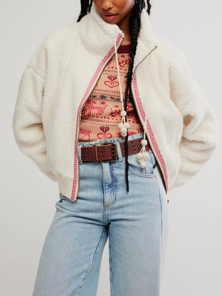 Alpine Sherpa Cardi in White Swan