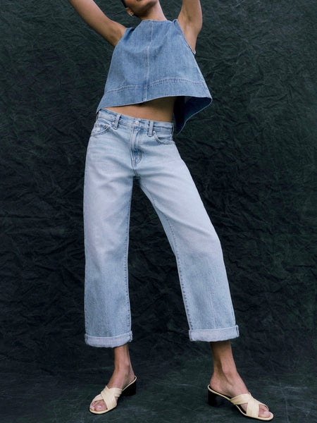 Donny Rolled Hem Boyfriend Jean in Old Blues