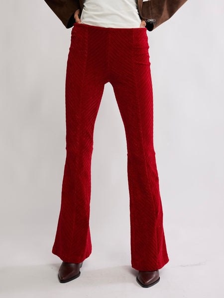 Penny Pull On Velvet Pant in Salsa