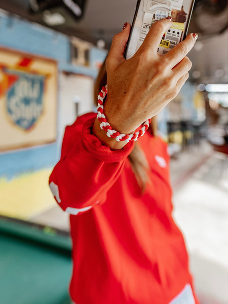 Rope Phone Wristlet in Red & White