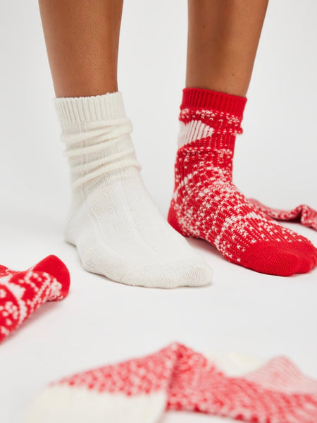 Nordic Knit Sock Pack in Red Combo