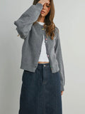 It's All About The Buttons Cardi in Grey