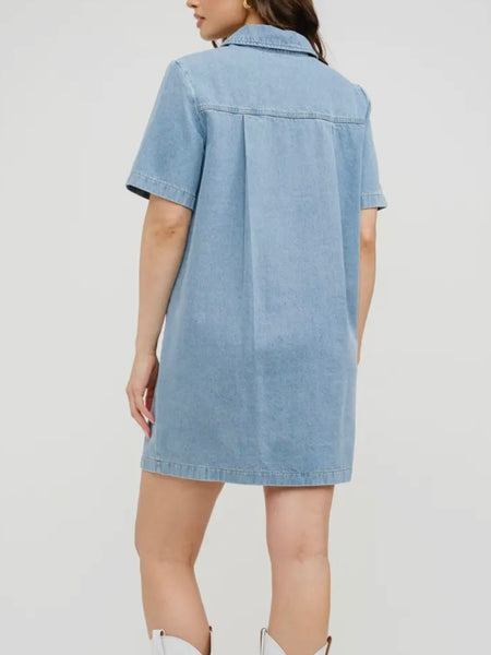 True Blue Chambray Dress in Light Wash