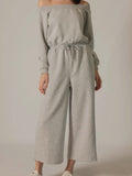 Hudson Off Shoulder Jumpsuit in Heather Grey