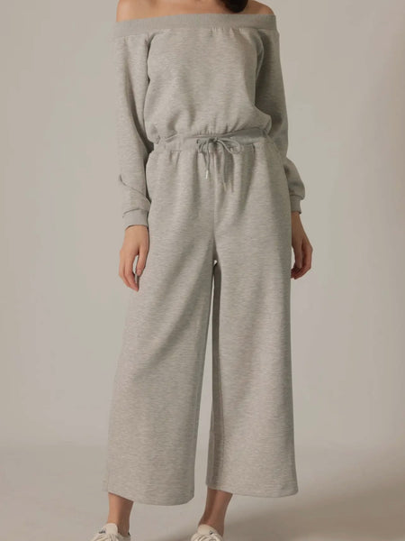 Hudson Off Shoulder Jumpsuit in Heather Grey