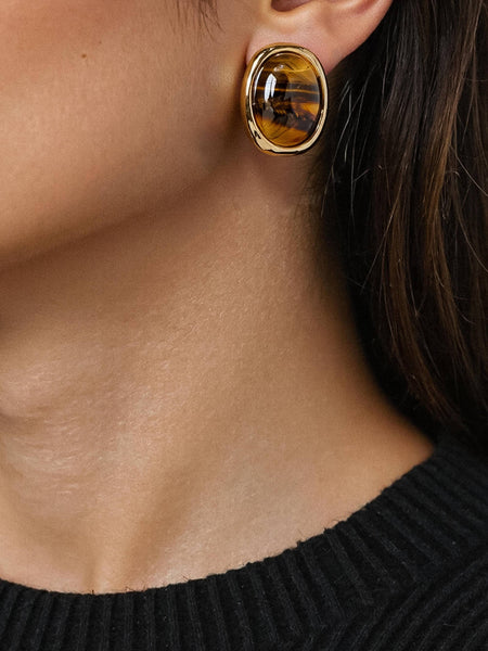 Dahlia Vintage Stone Earring in Brown