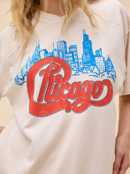 Chicago Skyline Oversized Jersey in Dirty White