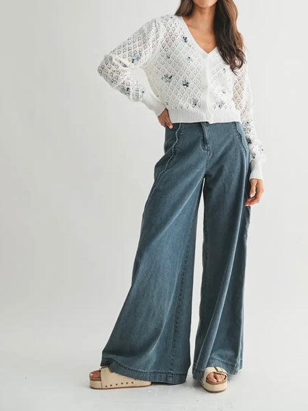 We Scream For Scallops Trouser in Denim