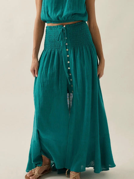 Gauze To Go Maxi Skirt in Tropical Teal
