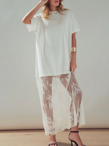 Play Me Your Mix Tape Dress in White