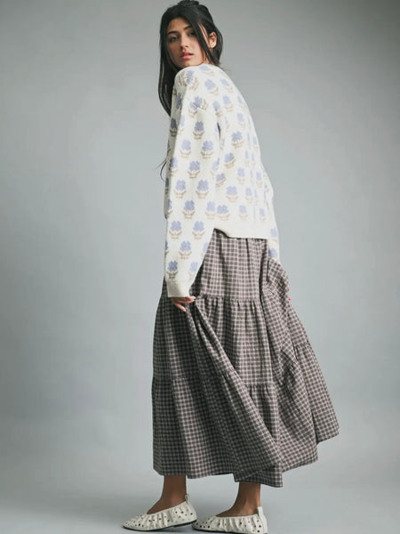 Frosted Floral Cardi in Cream