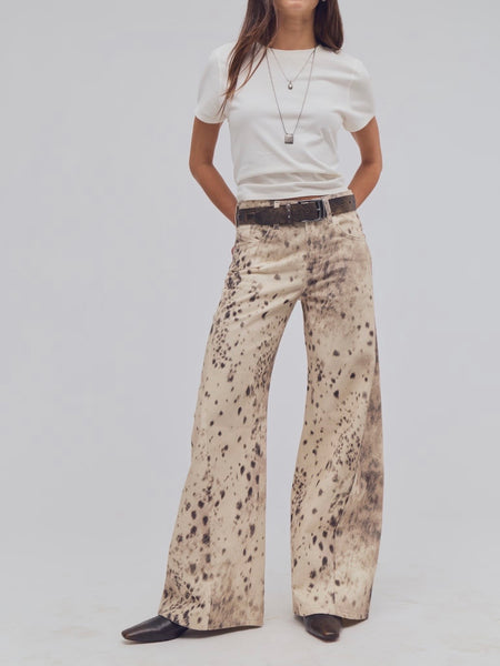 Alter Ego Wide Leg Jean in Snow Leopard