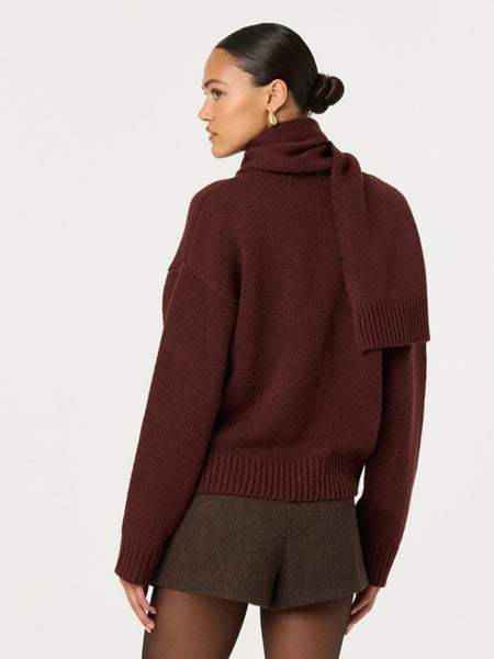 Jackeline Scarf Cardigan in Wine