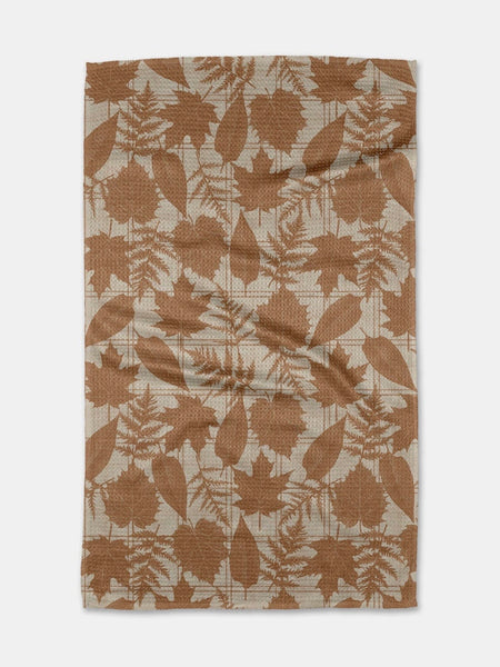 Autumnal Leaves Gold Tea Towel