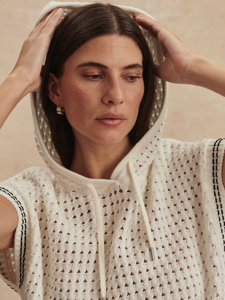 Vittoria Knit Hoodie in Snow White