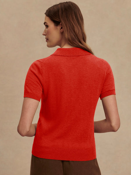 Toni Polo Knit Tee in Poinsettia