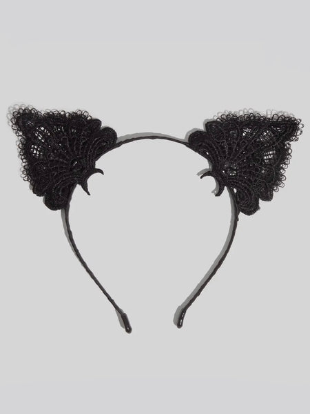 Lace Headband & Mask in Black Cat