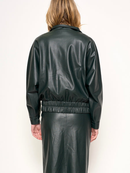 Paulina Faux Leather Jacket in Emerald