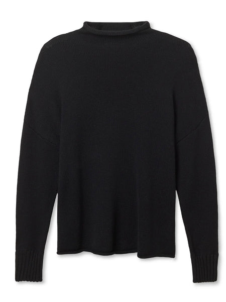 Nova Cashmere Roll Neck Sweater in True Black