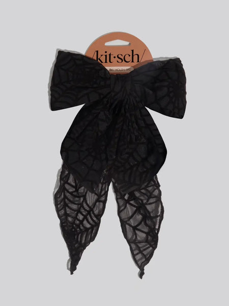Oversized Bow Hair Clip in Spiderweb
