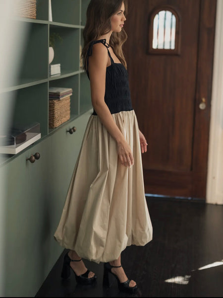 Better Be Bubble Dress in Tan & Black