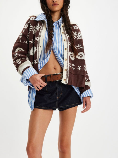 Shelby Cardigan in Chocolate Combo