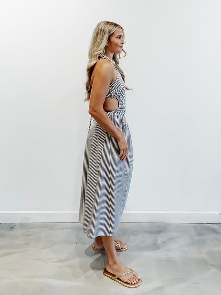 Between The Lines Midi Dress in Navy