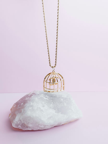 Repurposed Birdcage Necklace in Gold