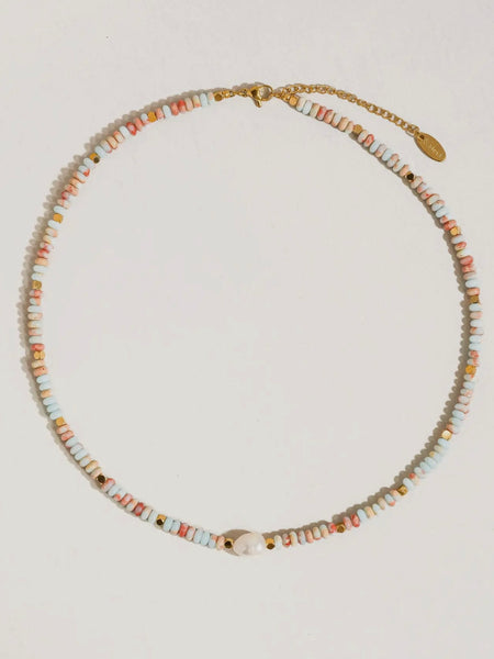 Swank Boho Beaded Pearl Necklace