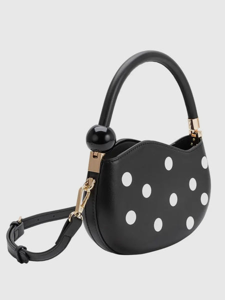 Jennie Top Handle Bag in Black Polka Dot