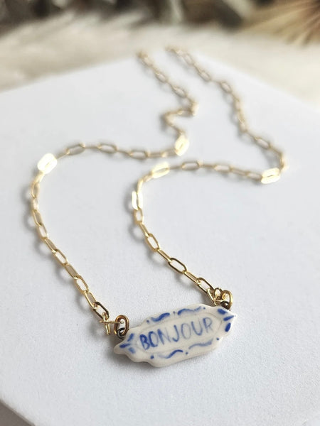 Bonjour Porcelain Pendant Necklace