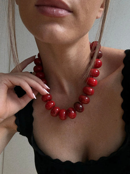 Joan Semi-Precious Necklace in Red
