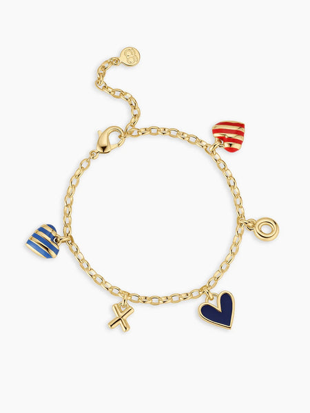 Campbell Heart Charm Bracelet in Blue