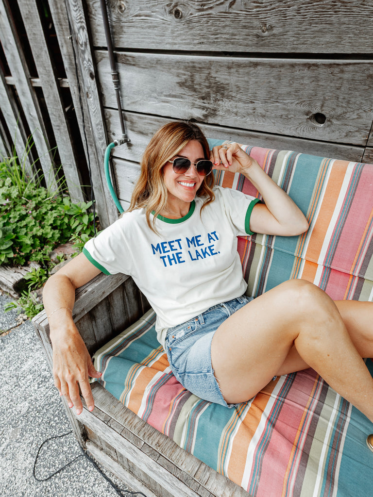 Meet Me At The Lake Ringer Tee in Green