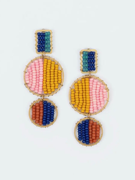 Mod Block Beaded Earrings