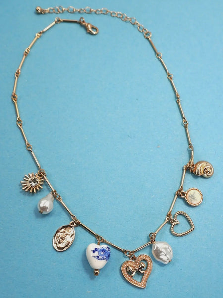 Hearts & Pearls Charm Necklace