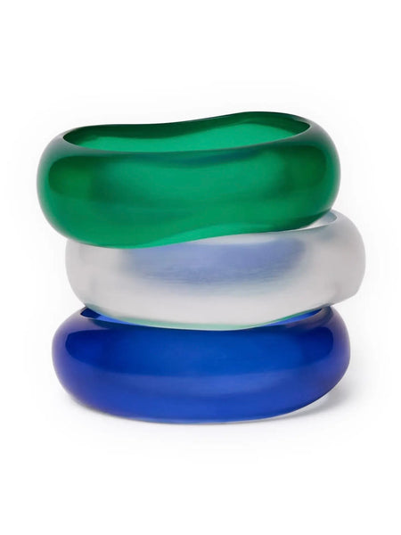 Esther Resin Bangle Set in Light Blue, Navy & Green