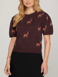 Dancing & Prancing Sweater in Wine
