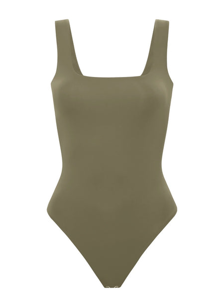 The Sculpting Modern Tank Bodysuit in Cedarwood
